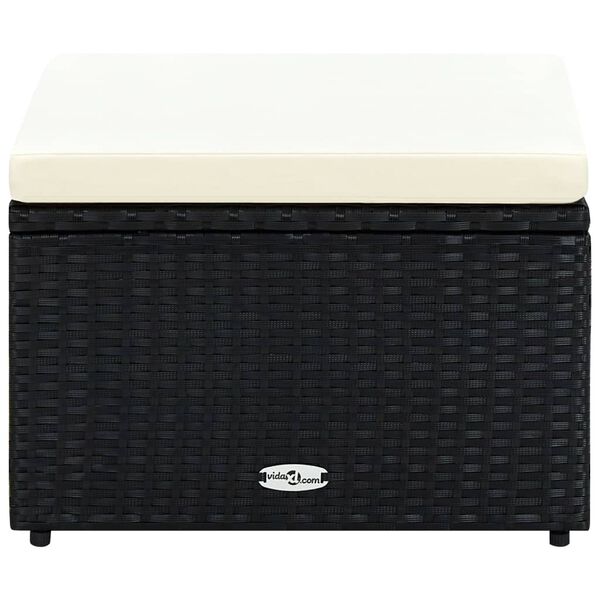 vidaXL Voetenbank/poef zwart 53x53x30 cm poly rattan