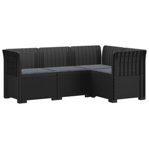 vidaXL 4-Zits Tuin Sofa met Kussens Rattan Look PP Antraciet