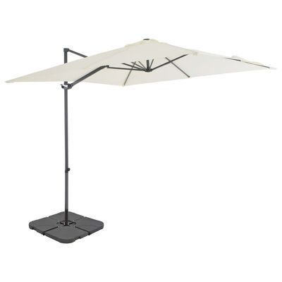 vidaXL Parasol met draagbare voet zandkleurig