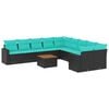 vidaXL 11-delige Loungeset met kussens poly rattan zwart