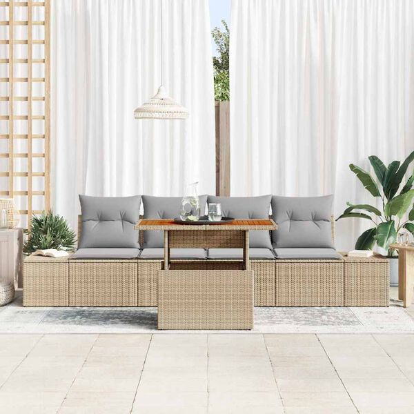 vidaXL Tuin Sofa Set met opslag 5 pcs Beige Poly riet
