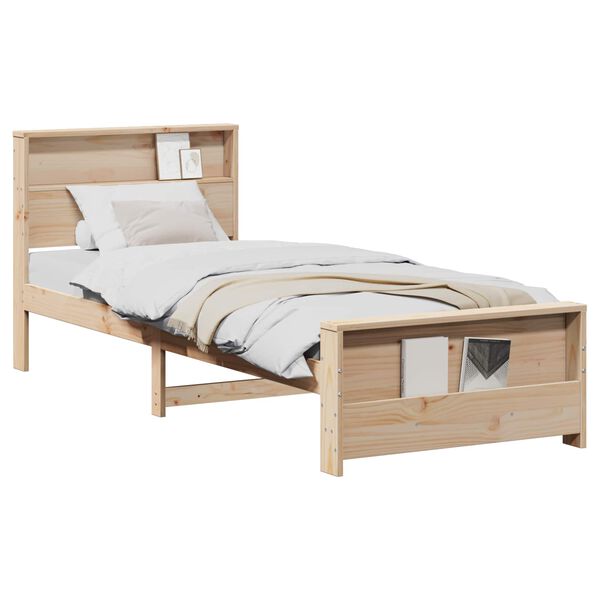 vidaXL Bedframe met hoofdeinde Bruin 75 x 190 cm Bewerkt hout