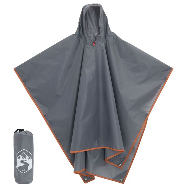 vidaXL Regenponcho met capuchon 2-in-1 ontwerp 223x145 cm grijs oranje