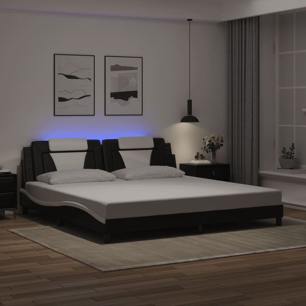 vidaXL Bedframe "Viana" met LED zonder matras zwart en wit 200x200 cm