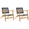 vidaXL Tuinnstoelen 2 st poly rattan en acaciahout zwart