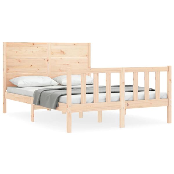 vidaXL Bedframe met hoofdbord massief hout