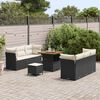 vidaXL Tuin Sofa Set met kussen 9 pcs Zwart poly rattan