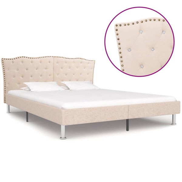 vidaXL Bedframe stof beige 160x200 cm