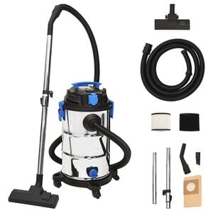 vidaXL Nat- en droogzuiger 1200 W 30 L zilverkleurig