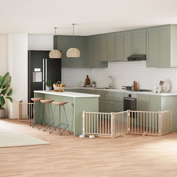 vidaXL Hondenhek inklapbaar met deur 10 panelen 800 cm populierenhout