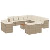 vidaXL 14-delige Loungeset met kussens poly rattan beige