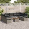 vidaXL Tuinbankenset met kussen 10 pcs Grijs poly rattan