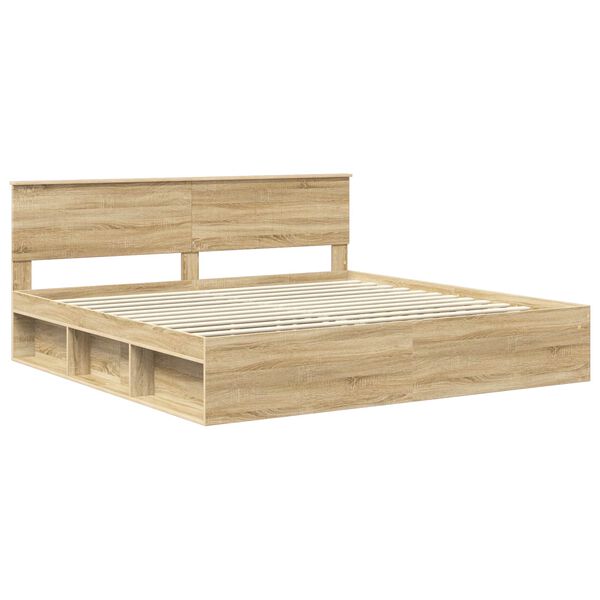 vidaXL Bedframe met hoofdeinde Sonoma 200 x 200 cm Massief grenenhout