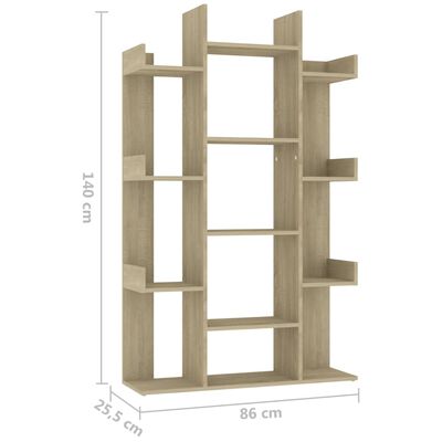 vidaXL Boekenkast 86x25,5x140 cm bewerkt hout sonoma eikenkleurig