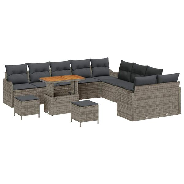 vidaXL Tuin Sofa Set 13 pcs Grijs poly rattan