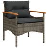 vidaXL 3-delige Loungeset met kussens poly rattan grijs