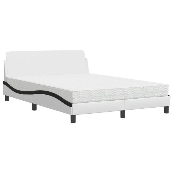 vidaXL Bed met matras "Dover" kunstleer zwart en wit 120x200 cm