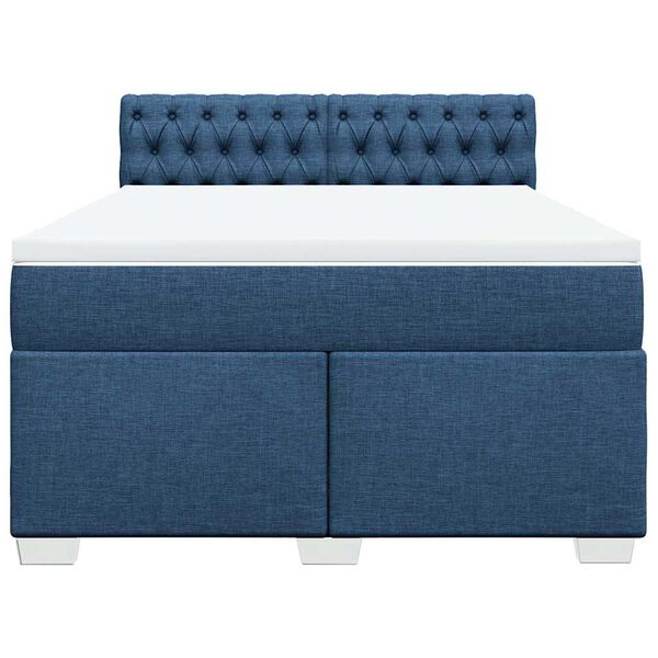 vidaXL Boxspring met matras stof blauw 140x190 cm