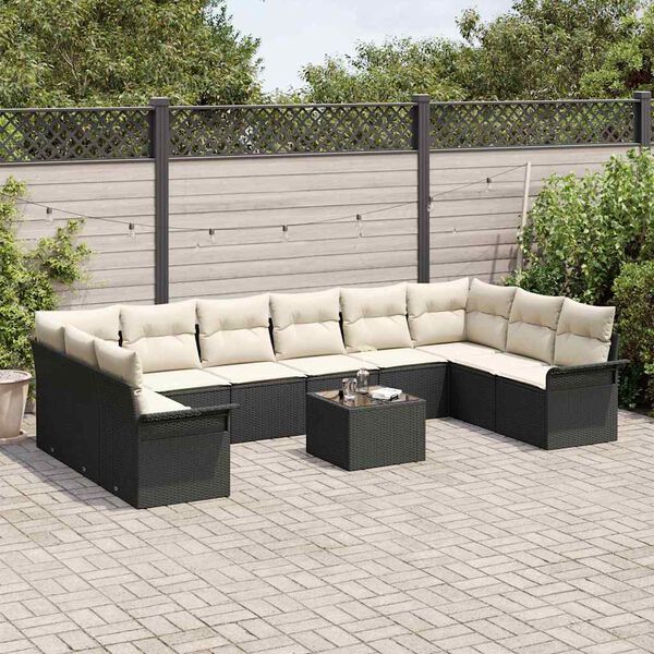 vidaXL Tuin Sofa Set met opslag 11 pcs Bruin poly rattan