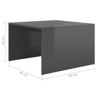 vidaXL 3-delige Salontafelset 60x60x38 cm hoogglans grijs