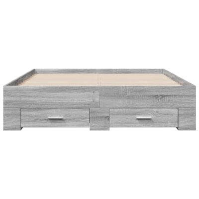 vidaXL Bedframe met lades bewerkt hout grijs sonoma eiken 120x200 cm