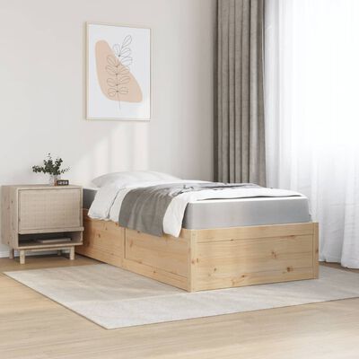 vidaXL Bed met matras massief grenenhout 90x190 cm