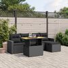 vidaXL 6-delige Loungeset met kussens poly rattan zwart