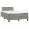 vidaXL Boxspring met matras fluweel lichtgrijs 120x190 cm