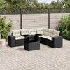 vidaXL 7-delige Loungeset met kussens poly rattan zwart