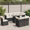 vidaXL 9-delige Loungeset met kussens poly rattan zwart