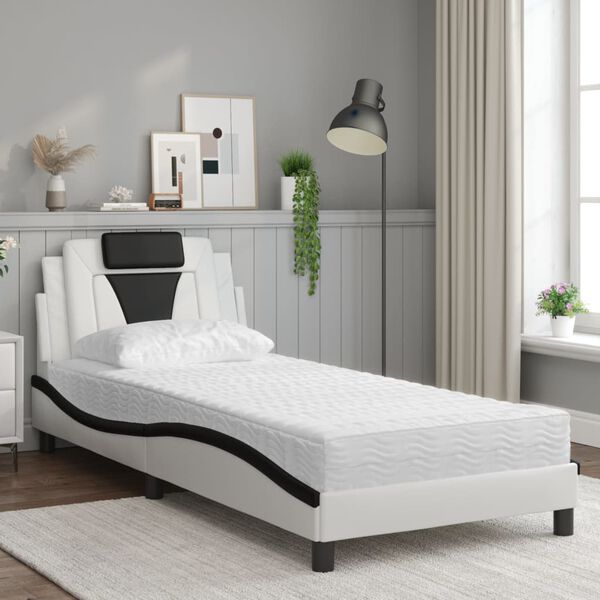 vidaXL Bed "Viana" met matras kunstleer wit en zwart 90x190 cm