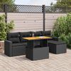 vidaXL 6-delige Loungeset met kussens poly rattan zwart