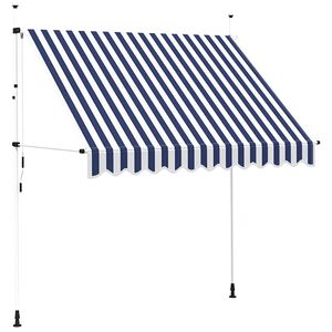 vidaXL Luifel handmatig uittrekbaar 250 cm blauw en witte strepen