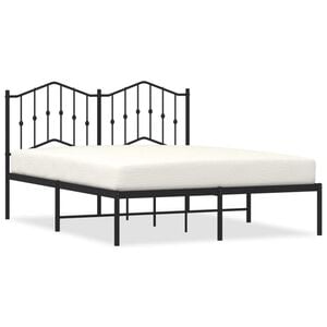 vidaXL Bedframe met hoofdbord metaal zwart 140x190 cm