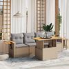 vidaXL 5-delige Loungeset met kussens poly rattan beige