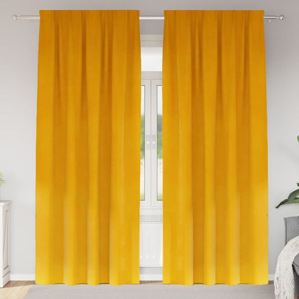 vidaXL Verduisterende gordijnen 2 pcs Mosterdgeel 140 x 260 cm Fluweel