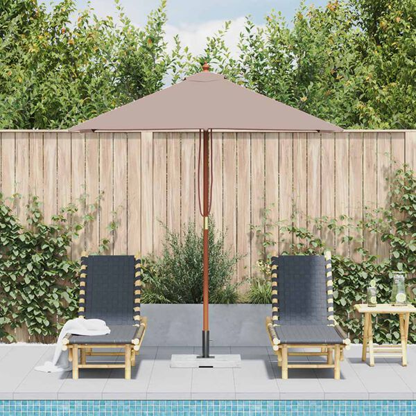 vidaXL Parasol met houten paal 150x200 cm taupe