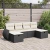 vidaXL 6-delige Loungeset met kussens poly rattan zwart