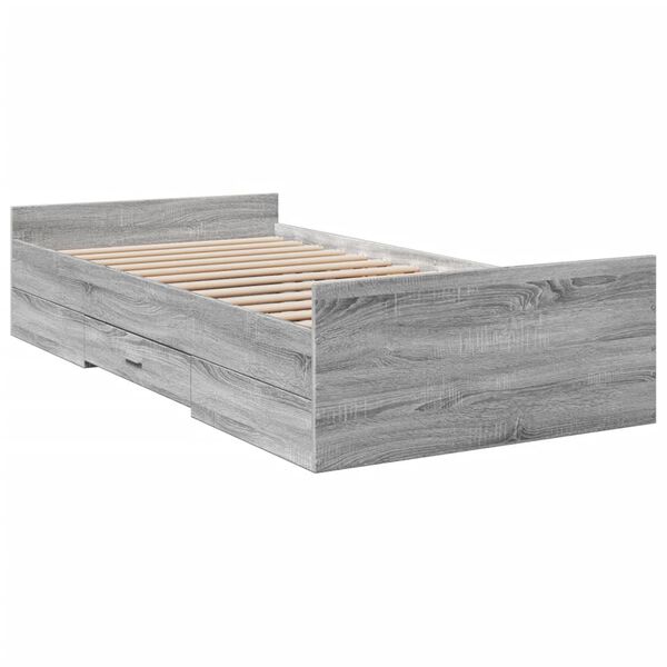 vidaXL Bedframe met lades bewerkt hout grijs sonoma eiken 100x200 cm