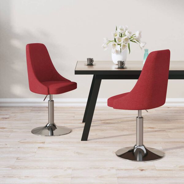 vidaXL Eetkamerstoelen draaibaar 2 st stof wijnrood
