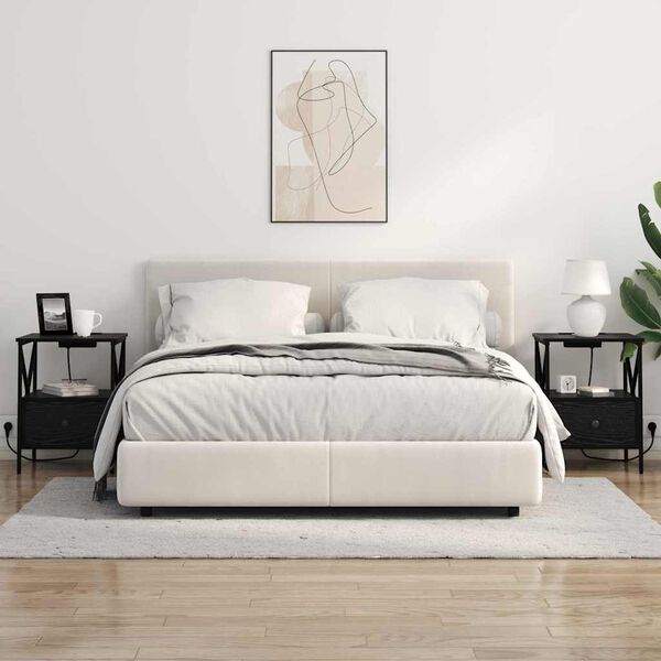 vidaXL Nachtkastje 2 pcs Zwart Eiken 41,5 x 40,5 x 55 cm Bewerkt hout