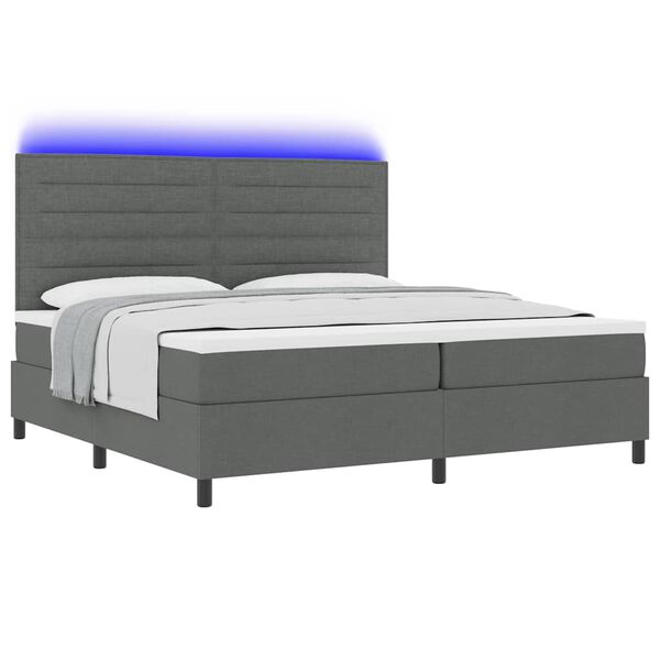 vidaXL Boxspring bed met matras met LED Donkergrijs 200 x 200 cm Stof