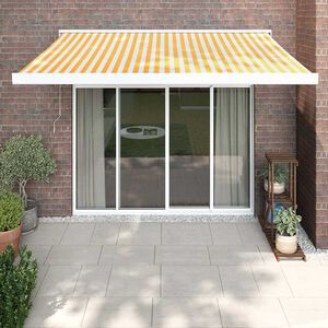 vidaXL Luifel uittrekbaar 3x2,5 m stof en aluminium geel en wit