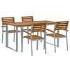 vidaXL Tuin eettafelset 5 st Grijs Massief Acaciahout