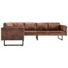 vidaXL Hoekbank kunstsu&egrave;de bruin