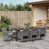 vidaXL Tuin eettafelset met kussen 9 pcs Grijs poly rattan