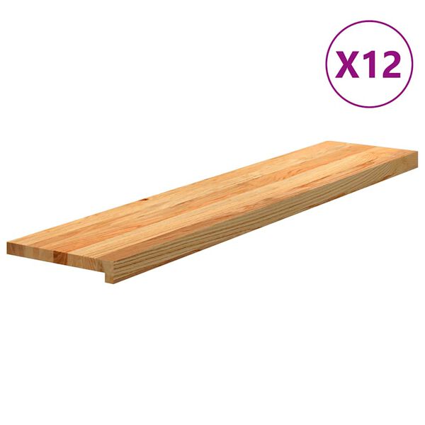 vidaXL Traptreden 12 st 120x30x2 cm massief eikenhout lichtbruin