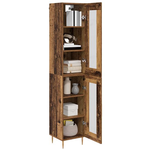 vidaXL Hoge kast 2 pcs Oud Hout Glas