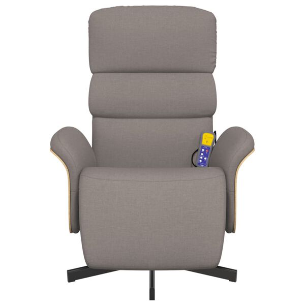 vidaXL Massagestoel verstelbaar met voetensteun stof taupe