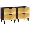 vidaXL Nachtkastje 2 st Zwart en Goud 40 x 33 x 46 cm Bewerkt hout
